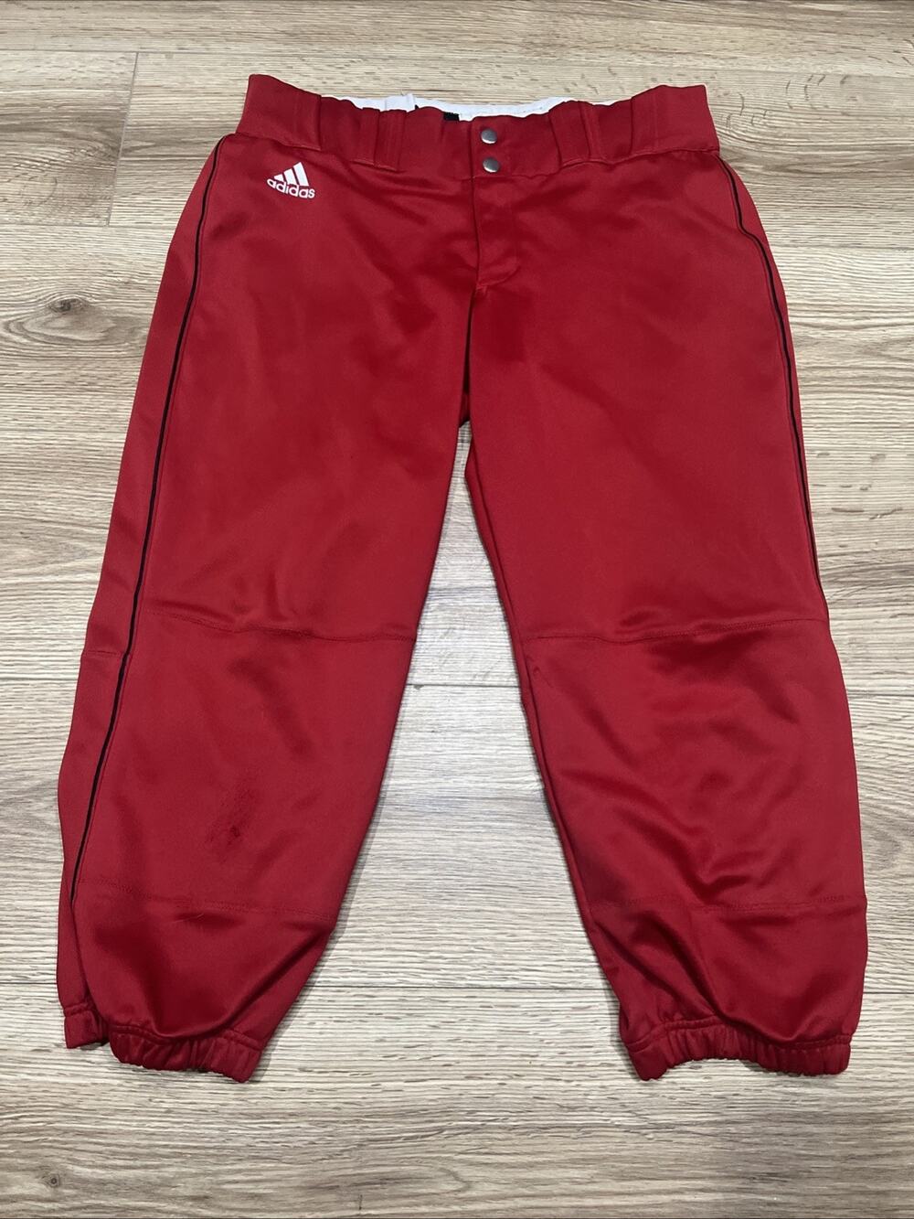 Adidas Womens M Red Softball Pants Blue Embroidered Logo (A70)